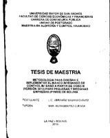 Metodología para Diseñar e Implementar el Marco Integrado de Control Interno  a partir de Coso III (Versión 2013) para Pequeñas y Medianas Empresas  (Pymes) de Bolivia