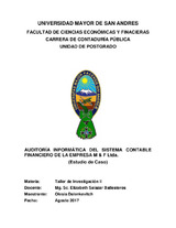 Auditoria Informática Sistema Contable Financiero De La Empresa M & F Ltda.