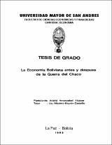 La econom a boliviana antes y despu s de la guerra del Chaco